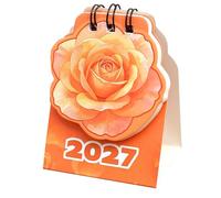 Veemoon Mini calendrier de bureau fleuri, agenda de table en forme de rose | Mini calendrier de bureau à pages fleuries, pour la décoration de votre espace de travail, consultation quotidienne des