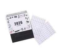 Veemoon Mini Calendrier de Bureau Petit Format Épais Reliure Double Spirale avec Stickers Calendrier de Bureau pour Maison École Planification de à Décembre