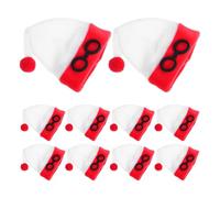 Veemoon Mini Chapeaux de Noël en Peluche Rouge et Blanc 10 Pièces Décorations Festives pour Bouteilles de Vin Housses pour Bouteilles Accessoires pour Table de Fête de Fin D’Année