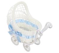 Veemoon Mini Panier Décoratif en Plastique Style Poussette, Léger et Polyvalent pour Décoration Mariage et Shower, Design Artisanal Texture Charmante Naturelle