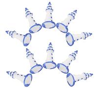 Veemoon Mini-phares en Résine Bleus Bordés, Lot de 10 Pièces, Décoration Miniature pour Maison de Poupée, Accessoires pour Micro-Paysage et Ornements de Photographie