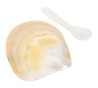 Veemoon Mini Porte-Caviar en Nacre Naturelle Brillante Plat de Service Coquillage Doré Cuillère Accessoire Décoratif Multifonction pour Rangement Caviar et Aquarium Couleur Aléatoire