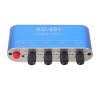 Veemoon Mini table de mixage audio, table de mixage ligne 4 canaux avec | Console de mixage audio amplifiée, compatible avec PC, téléphone et ordinateur portable (4 entrées/1 sortie stéréo).