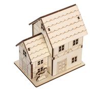 Veemoon Miniature Wooden House DIY Puzzle Kit with LED Lights Rustic Wooden Cabin Model for Family Craft and Creative Assembly Paintable Christmas Cottage Decoration