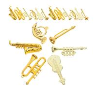 Veemoon Miniatures D'instruments de Musique en Plastique 48 Pièces, Décoration Musicale Noël et Maison, Trompette Saxophone Violon Cor D'harmonie, Ornement Miniature Fête Musicale