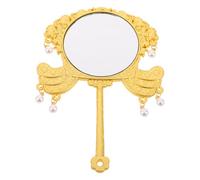 Veemoon Miroir à Main Vintage : Miroir de Maquillage/de en métal avec Long Manche et Motif en Relief de Style Chinois pour Le Maquillage du Visage, la décoration et Les Soins - Indispensable pour