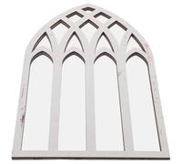 Veemoon Miroir Mural Décoratif Gothique à Cadre Bois 42X27 CM Miroir à Carreaux Arqués Rustique Sticker Mural Effet Fenêtre Cathédrale Décoration Maison Bureau Chambre