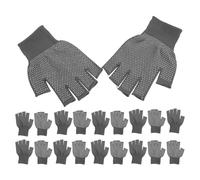 Veemoon Mitaines sans Doigts Antidérapantes 10 Paires, Polyester et Pvc, Grises Demi-doigts Ouvertes pour Mécanicien et Cyclisme, Légères et Respirantes, Usage Travail et Activités Plein