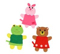 Veemoon Moufles de Bain Exfoliants pour Garçon et Filles Broderie Animaux, Lot de 3 Pièces, Accessoires Doux pour Toilette et Bain de Tout-petits