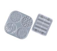 Veemoon Moule à sous-Verres en Silicone DIY Lot de 2 pour Résine Époxy, Modèle Vague 4 Pièces, Support Dessous de Tasse Rond, Moule Artisanal pour Création Déco et Présents
