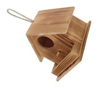 Veemoon Nichoir Rustique en Bois Massif pour Colibris, Nid Extérieur Suspendu 17,5x18,2x17,2 Cm en Pin Brûlé, Abri Naturel pour Oisillons, Maison à Oiseaux pour Jardin, Terrasse et Porche