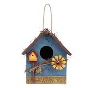 Veemoon Nichoir Suspendu en Bois Bleu Design Unique pour Oiseaux Sauvages et Perroquets pour Décoration Extérieure de Jardin et Patio