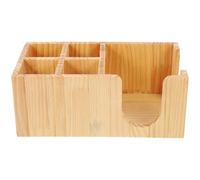 Veemoon Organisateur de Café en Bois 5 Compartiments pour Sachets, Pailles, Cuillères et Serviettes, Station de Rangement pour Comptoir Cuisine, Bar ou Bureau, Accessoire Multifonction