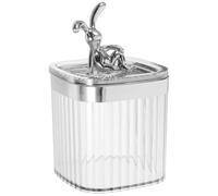 Veemoon Organisateur de Maquillage Transparent en Polypropylène Couvercle Hermétique de Lapin Porte-Coton et Distributeur de Cotons-Tiges Compact pour Salle de Bain et Coiffeuse