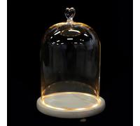 Veemoon Ornement Décoratif Romantique 3D Main Couple en Plâtre Couverture Verre Anti-Poussière 15X21 CM Forme Cœur et Socle Bois Naturel Lumineux Présent Bureau Amoureux