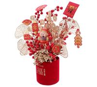 Veemoon Ornement du Nouvel an Chinois DIY pour Bureau, Décor Festif Rouge | Décoration de Table pour Fête et Célébration, Fer Papier Écume, Style Pot Planté, Interaction Parent Garçon et Filles