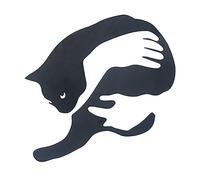 Veemoon Ornement Mural en Fer Forgé Chat Câlin Décoration Murale Métallique Intérieure Noire Silhouette Décor Jardin Salon