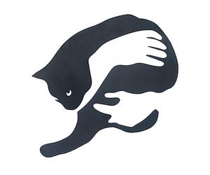 Veemoon Ornement Mural en Fer Forgé Chat Câlin Décoration Murale Métallique Intérieure Noire Silhouette Décor Jardin Salon