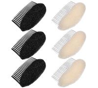 Veemoon Outil de Coiffure Lot de 6 Peignes Éponge Accessoires pour Cheveux Blanc et Noir Facile à Utiliser pour Cheveux Longs Mariage Fête Salon