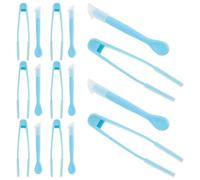 Veemoon Outil D'insertion et Retrait de Lentilles de Contact Embout Souple Antidérapant, 20 Pièces Bleu, Kit Complet Pince à Épiler Portable pour Entretien et Voyage