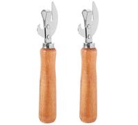 Veemoon Ouvre-bouteille Manuel en Acier Inoxydable avec Poignée en Bois, Lot de 2, Ouvre-boîte Compact et Résistant à L'usure, Outil Multifonction Pratique pour Maison, Camping Cuisine