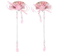 Veemoon Paire D’agrafes à Cheveux Chinoises pour Garçon et Filles 1 Taille Unique Épingles à Cheveux à Pompon Rose pour Fille Accessoires Hanfu Usage Mariage Fêtes Traditionnelles