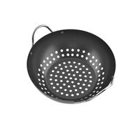 Veemoon Panier à Légumes Antiadhésif en Acier au Carbone Panier d'Égouttage Professionnel Larges Perforations Double Anse Sécurisée Accessoire Pratique pour Grillades et Wok
