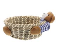 Veemoon Panier à Ours Tressé en Paille Bleu Grosse Capacité, Sûr pour Bébés, Rangement de Snacks et Couvertures la Maison