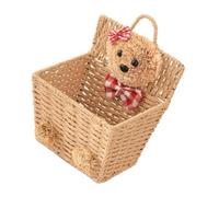 Veemoon Panier Suspendu en Osier Tressé Motif Petit Ours, Taille Moyenne, en Osier Naturel, Multifonctionnel, pour Garçon et Filles, Rangement Mural Chambre, Corbeille Décorative Simple à Fixer