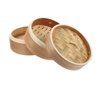 Veemoon Panier Vapeur en Bois 18 CM 2 Niveaux Couvercle Cuiseur Vapeur Traditionnel pour Dim Sum Petits Pains et Boulettes Ustensile Cuisine Résistant à la Chaleur Facile à Nettoyer