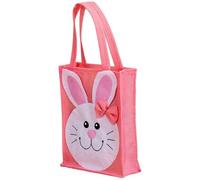Veemoon Paquet à Main pour Pâques Lapin de Pâques en Tissu Non Tissé Rose Grosse Capacité pour Bonbons et Biscuits, Paquet de Fête Décoratif