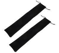 Veemoon Paquet de Rangement pour Éventail Pliant 2pcs en Tissu Lint Noir Protection Ventilateur et Design Simple pour Transport Portable