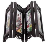 Veemoon Paravent Pliant en Résine Petit Format, Écran à Panneaux Chinois Décoratif des Quatre Grandes Beautés, Mini Séparateur Bureau Vintage pour Décoration Maison et Style Aléatoire