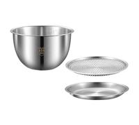 Veemoon Passoire à Fruits Multifonction en Acier Inoxydable 3 Pièces - Bassine à Légumes et Récipient Alimentaire pour Égoutter, Laver Riz, Fruits et Salade - Ustensile la Cuisine Ménager