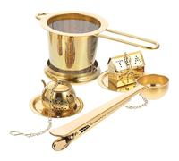 Veemoon Passoire à Thé en Acier Inoxydable 304 Dorée Infuseur Double Usage Cuillère et Clip de Fermeture Filtre à Thé en Vrac pour Maison Finition Maille Fine Pratique et Solide