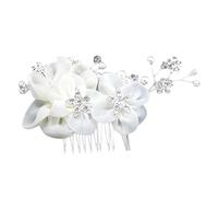 Veemoon Peigne à Cheveux Cristal Blanc Avec Fleur Soie Et Strass Accessoire Élégant Pour Mariage Et Fête Décoration Délicate Pour Mariée Et Demoiselle Honneur