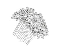 Veemoon Peigne à Cheveux Facile à Mettre Retirer Élégant en Alliage et Strass Argentés Accessoire Floral Délicat de Mariage pour Mariée ou Demoiselle D'honneur en Soirée