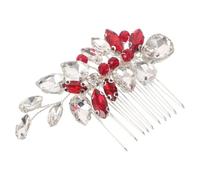 Veemoon Peigne à Cheveux Mariage en Strass Rouge, Accessoire pour Chignon de Mariée, Ornement Cristal Élégant pour Cérémonie, Tenue Banquet et Coiffure Sophistiquée Femme et Fille