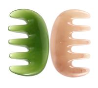 Veemoon Peigne De Massage Du Cuir Chevelu En Résine Cire, Lot De 2, 5 Dents Larges, Antistatique, Masseur Portable Pour Soins Capillaires Et Stimulation Circulatoire