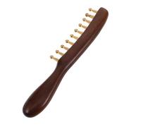 Veemoon Peigne Large en Bois de Santal Solide Dents en Cuivre pour Massage Méridien, Accessoire de Soin Capillaire Pochette Tissu, Convient aux Cheveux Secs et Gras Couleur Aléatoire