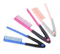 Veemoon Peigne Lisseur Pliable de V, Lot de 3 Peignes en Plastique Solide, Couleurs Rose Fuchsia, Bleu et Rose, Outil Professionnel pour Lisser Cheveux Épais et Fins, Coiffage Salon
