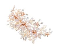 Veemoon Peigne Mariage Perles et Cristaux avec Fleurs Accessoire Cheveux Mariée Élégant Coiffure Sécurisée pour Mariage Fêtes et Style Européen