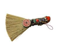 Veemoon Pendentif Balai de Sorcière en Quartz Naturel 15 CM Rouge Jaspe Accessoire Feng Shui pour Décoration Intérieure et Halloween Mini Balai Cristal pour Contemplation et