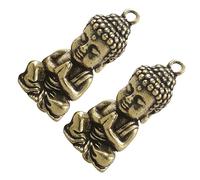Veemoon Pendentif Bouddha 2Pcs Ornement Décoratif Vintage Pratique Décoration Intérieure Anniversaire Fourniture de Porte-Clés Artisanat DIY