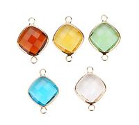 Veemoon Pendentif en Verre 5Pcs pour Bijoux Double Anneau Accessoires de Bricolage pour Colliers et Bracelets pour Femmes Couleur Transparent DIY de Création pour Amis