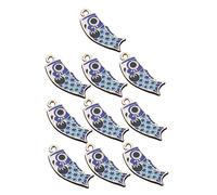 Veemoon Pendentifs Carpe Porte-clés 10 Pièces En Alliage Bleu 34x13mm Pour Diy Bijoux Accessoires Mode Voyage