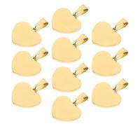 Veemoon Pendentifs Cœur Doré 24x21x1,8 Mm en Acier Titane 10 Pièces, Breloques Simples pour Fabrication Bijoux Diy, Accessoires Décoratifs Faits Main, Charms Semi-finition pour Colliers