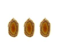 Veemoon Pendentifs en Pierre Naturelle D'agate Rouge Anneau Suspendu Mini Bordure Dorée, 3 Pièces, Finement Travaillé Accessoires Décoratifs pour Colliers et Bracelets