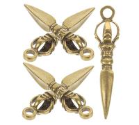 Veemoon Pendentifs Vajra en Laiton 5 Pcs pour Artisanat Religieux, Porte-clés Mini Pilon Doré, Décorations Spirituelles Unisexes, Accessoires Diy, Présent Symbolique, Usage Quotidien
