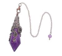 Veemoon Pendule Cristal D'améthyste Naturel Hexagonal avec Chaîne Cuivre, Pendentif Quartz Divinatoire pour Contemplation Yoga, Bijou Chakra Énergétique Femme Bien-être Spirituel
